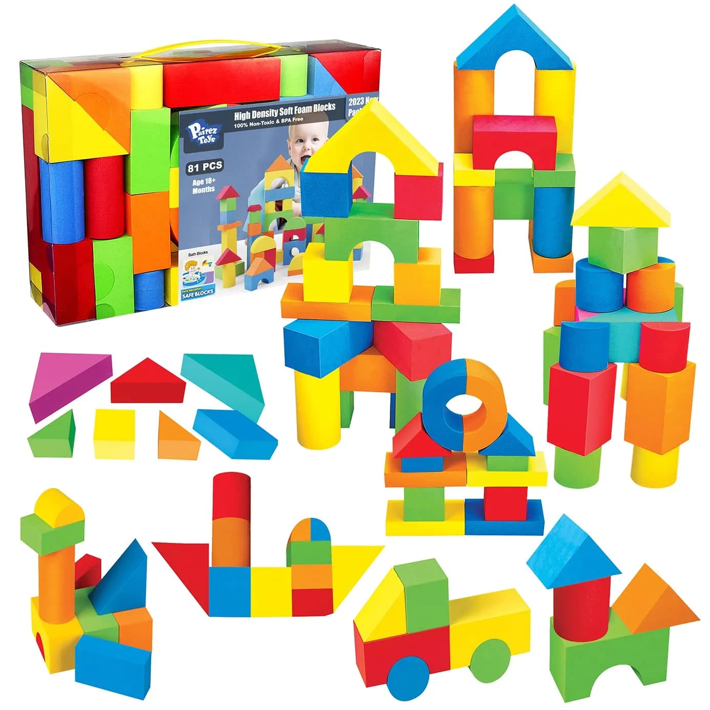 Pairez Toys Foam Building Blocks for Toddlers 2-4, 81PCS Soft Blocks Toy | ASTM-Tested Educational Toy - main product image