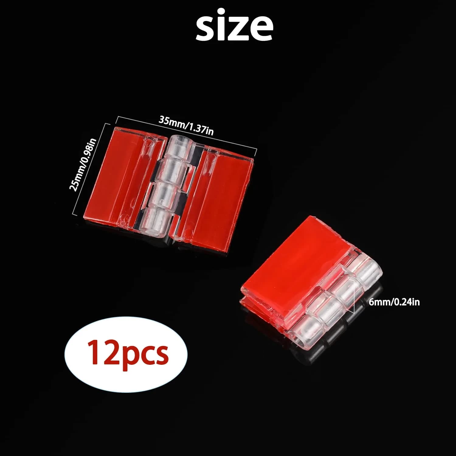 Sliverdew 35x25 mm Transparent Acrylic Piano Hinges (4-Pack) - Self-Adhesive Cabinet Hinges - view 2