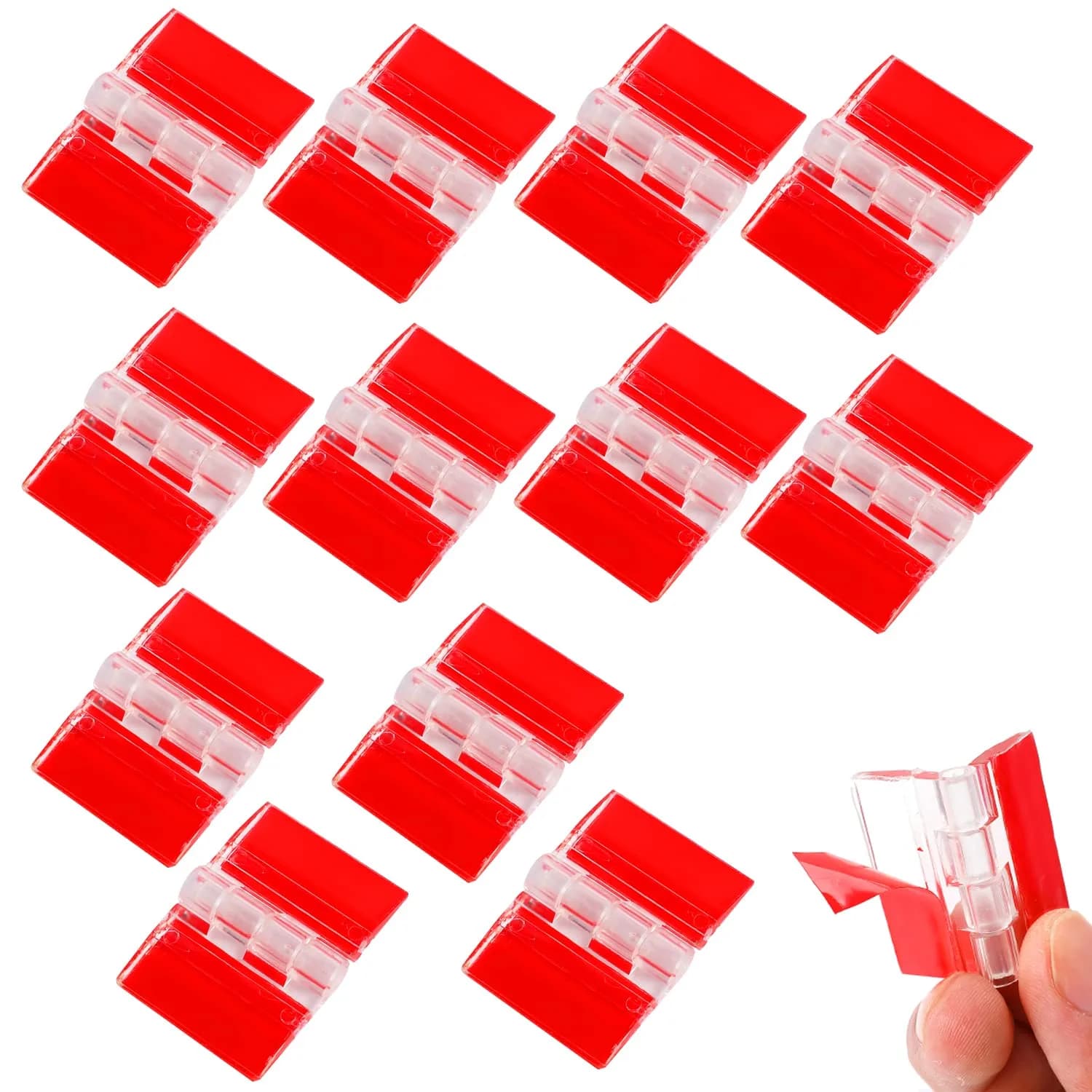 Sliverdew Transparent Acrylic Piano Hinges 65x40 mm (4-Pack) | Self-Adhesive Cabinet Door Hinges — 35 x 25 mm