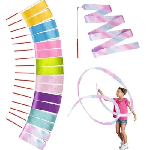 YANMIN 24pcs Dance Ribbon Wands for Kids | Colorful Princess Party Favors, Gymnastics & Dance Props (0.05kg, 24 pcs) thumbnail 1