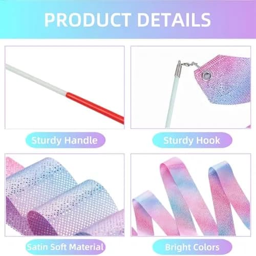 YANMIN 24pcs Dance Ribbon Wands for Kids | Colorful Princess Party Favors, Gymnastics & Dance Props (0.05kg, 24 pcs) thumbnail 4