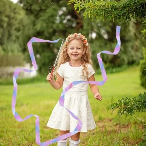 YANMIN 24pcs Dance Ribbon Wands for Kids | Colorful Princess Party Favors, Gymnastics & Dance Props (0.05kg, 24 pcs) thumbnail 7