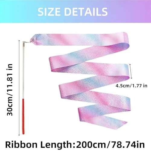 YANMIN 24pcs Dance Ribbon Wands for Kids | Colorful Princess Party Favors, Gymnastics & Dance Props (0.05kg, 24 pcs) thumbnail 2