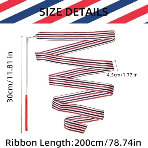 YANMIN 4th of July Party Favors 24pcs Dance Ribbon Wand for Kids 4-12 | Bright, Reusable & Safe for Indoor & Outdoor Celebrations thumbnail 2