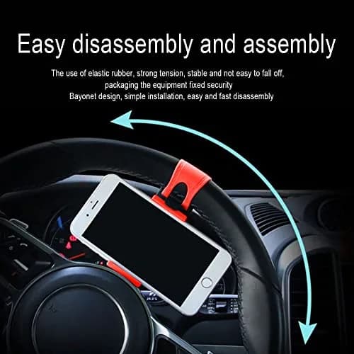 HAOBO Red Steering Wheel Phone Mount | Portable Electronic Device Mount for iPhone & Samsung (8cm x 4cm x 2.5cm) thumbnail 5