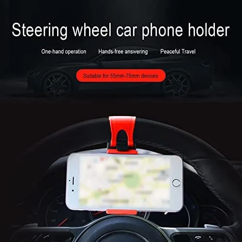 HAOBO Red Steering Wheel Phone Mount | Portable Electronic Device Mount for iPhone & Samsung (8cm x 4cm x 2.5cm) thumbnail 7