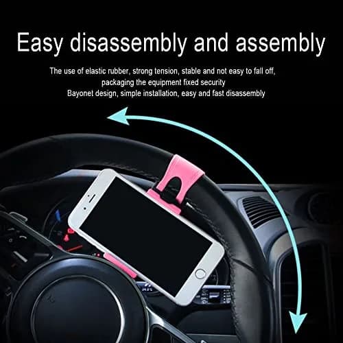 HAOBO Pink Steering Wheel Phone Mount | Portable Electronic Device Mount for iPhone & Samsung thumbnail 5