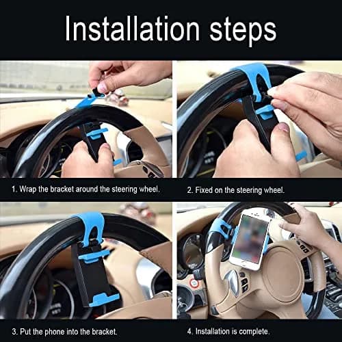 HAOBO Blue Steering Wheel Phone Mount | Fits Phones 55-75mm Wide thumbnail 6