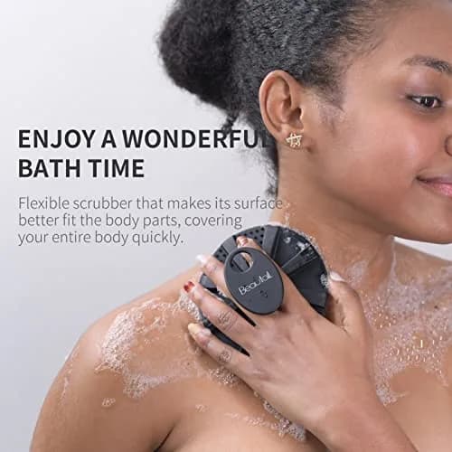 BEAUTAIL Silicone Body Scrubber Gentle Exfoliating Shower Brush for Body Black 1 Pc thumbnail 6