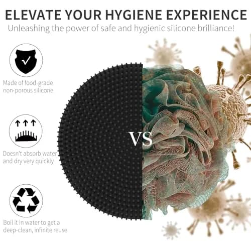 BEAUTAIL Silicone Body Scrubber Gentle Exfoliating Shower Brush for Body Black 1 Pc thumbnail 2