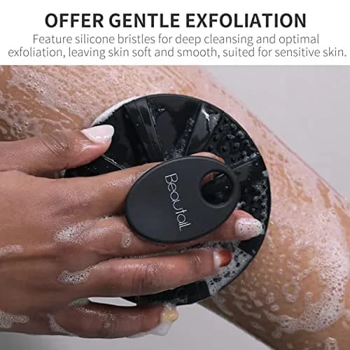 BEAUTAIL Silicone Body Scrubber Gentle Exfoliating Shower Brush for Body Black 1 Pc thumbnail 3