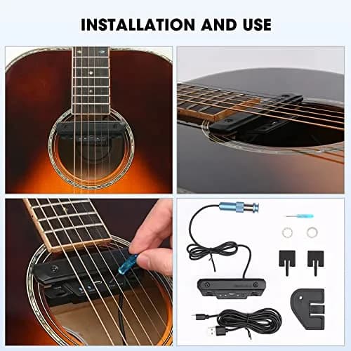 SUNYIN Acoustic Guitar Pickup Rechargeable Active Soundhole Adjustable Magnetic Coil thumbnail 6