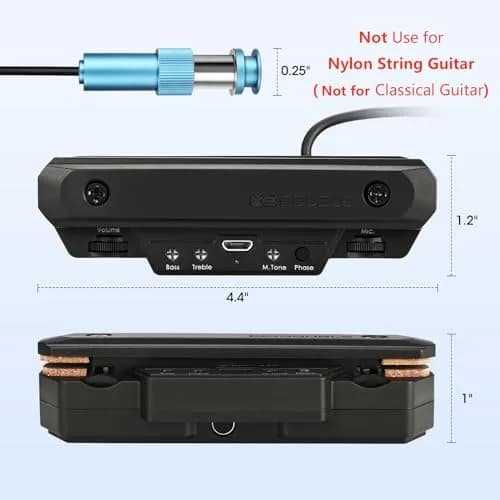 SUNYIN Acoustic Guitar Pickup Rechargeable Active Soundhole Adjustable Magnetic Coil thumbnail 2