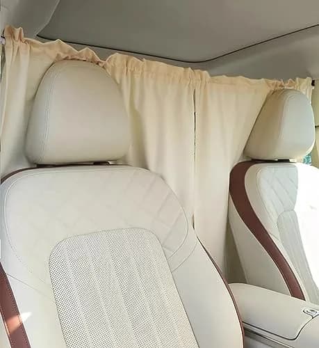 MEEWOO Car Divider Privacy Curtain, Blackout Suede Sun Shade Cover, Large Beige | Creates First-Class Car Space thumbnail 1