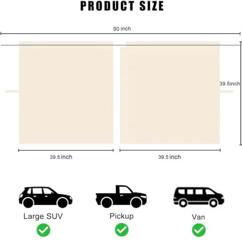 MEEWOO Car Divider Privacy Curtain, Blackout Suede Sun Shade Cover, Large Beige | Creates First-Class Car Space thumbnail 2