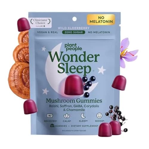 Plant People WonderSleep Mushroom Gummies Supplement for Sleep, 60ct | Natural Relaxation & Rest Support thumbnail 1