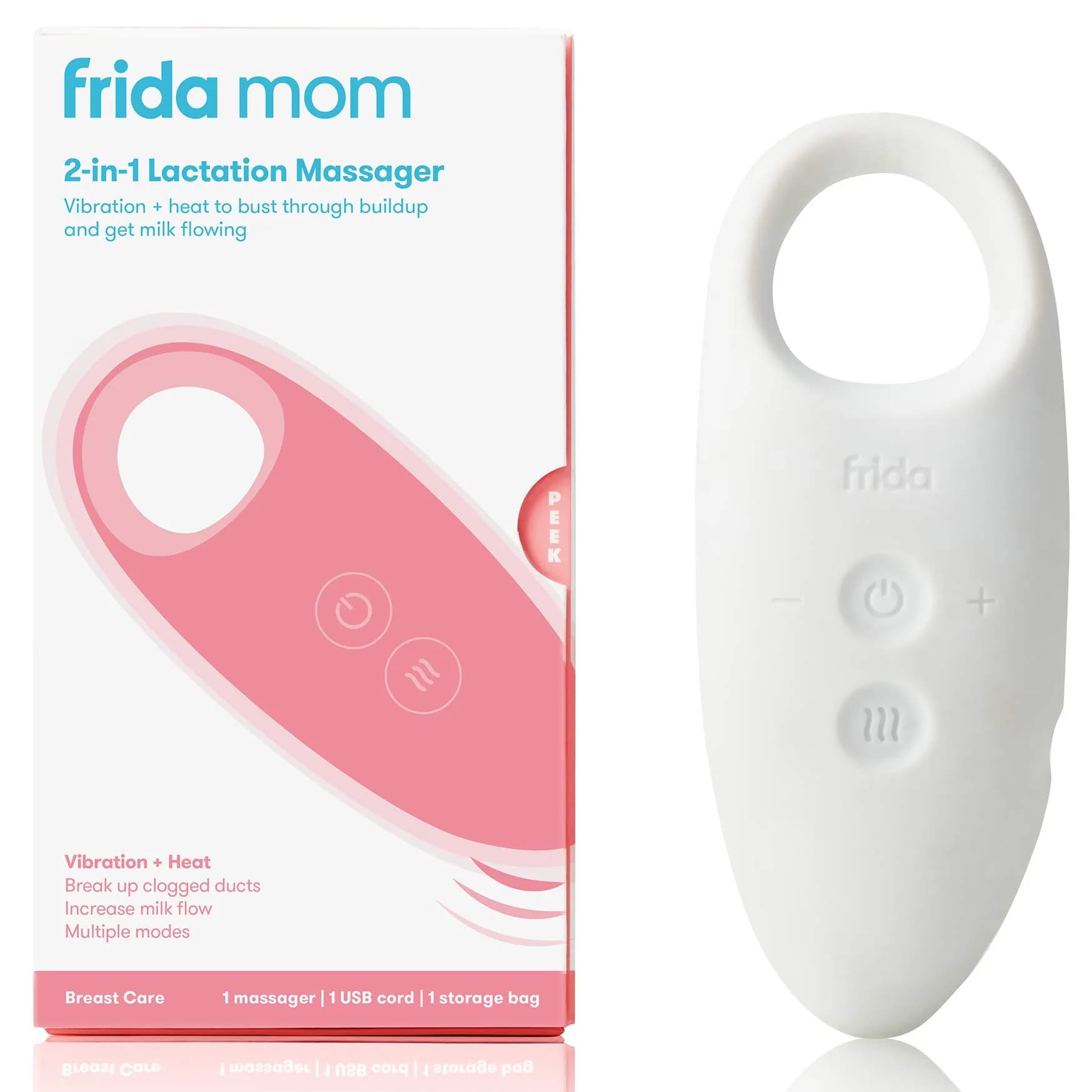 Frida Mom 2-in-1 Lactation Massager with Heat & Vibration, White (Pack of 2) | USB Rechargeable for Clogged Milk Ducts - view 2