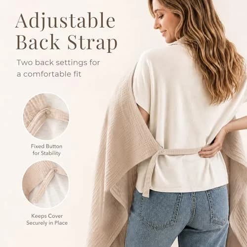 Konssy Muslin Nursing Cover Up for Breastfeeding with Rigid Hoop - Summer Wheat | 100% Cotton, Breathable, Multi-functional thumbnail 5