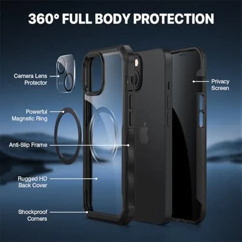 CENHUFO Privacy Case for iPhone 14/13 (6.1") with Built-in Screen & Camera Protector | Full Body Shockproof Magsafe Compatible thumbnail 5