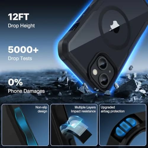 CENHUFO Privacy Case for iPhone 14/13 (6.1") with Built-in Screen & Camera Protector | Full Body Shockproof Magsafe Compatible thumbnail 3