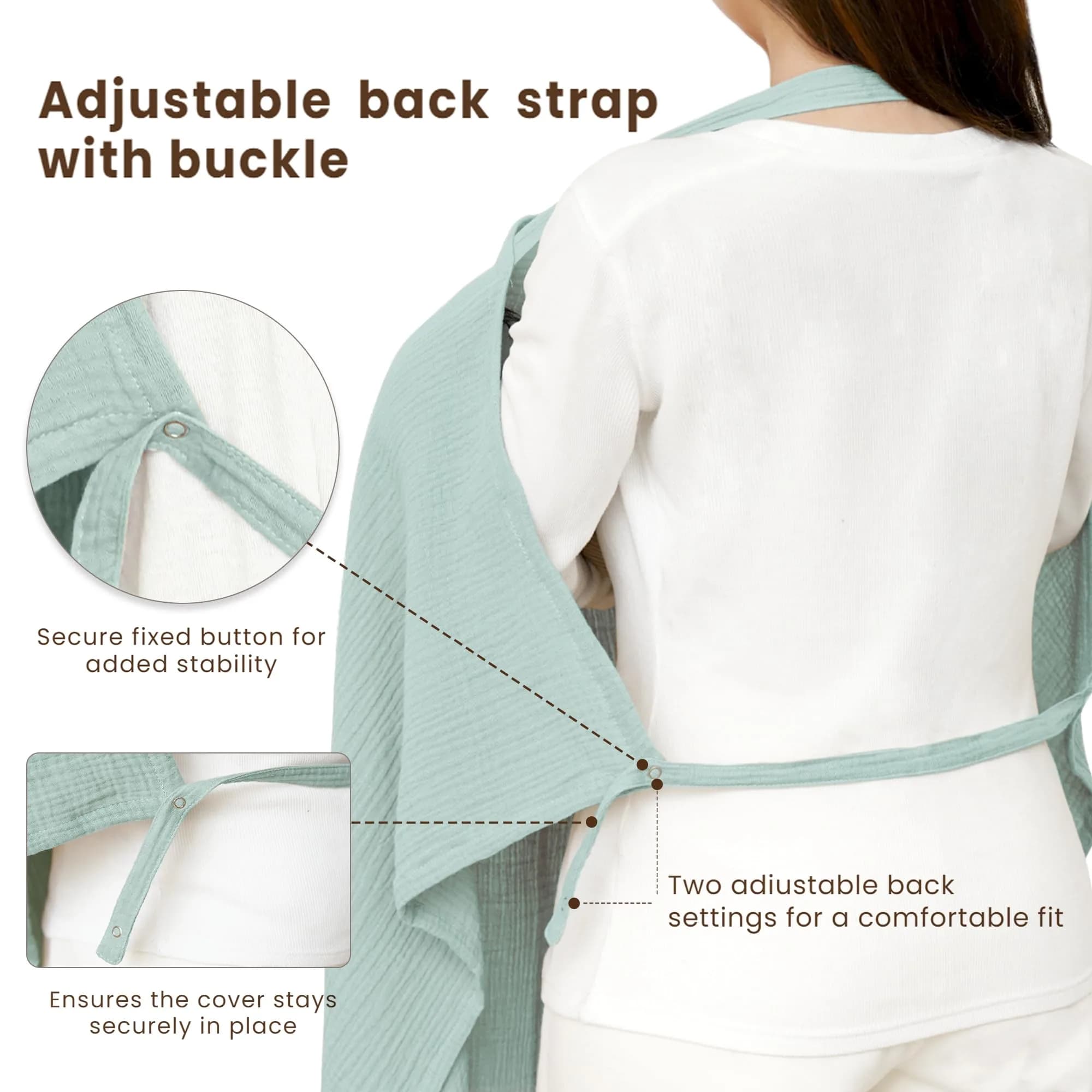 Konssy Muslin Nursing Cover Up for Breastfeeding with Rigid Hoop - Green, 100% Cotton (Muslin) - view 5