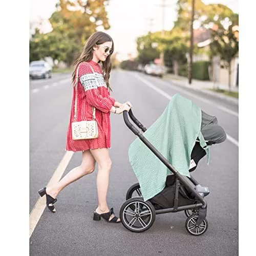 Konssy Muslin Nursing Cover Up for Breastfeeding with Rigid Hoop - Green, 100% Cotton (Muslin) thumbnail 8
