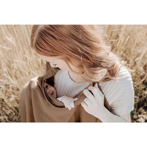 Konssy Muslin Nursing Cover Up for Breastfeeding with Rigid Hoop, 100% Cotton (Brown) | Breathable & Skin-Friendly for Moms & Babies thumbnail 4