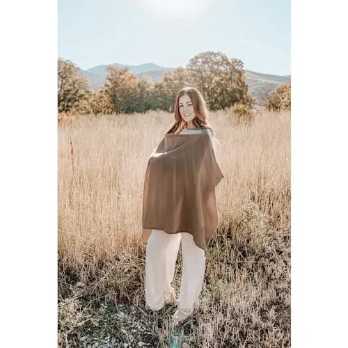 Konssy Muslin Nursing Cover Up for Breastfeeding with Rigid Hoop, 100% Cotton (Brown) | Breathable & Skin-Friendly for Moms & Babies thumbnail 7