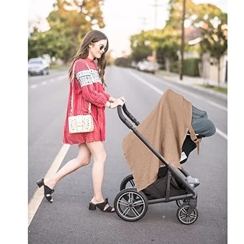Konssy Muslin Nursing Cover Up for Breastfeeding with Rigid Hoop, 100% Cotton (Brown) | Breathable & Skin-Friendly for Moms & Babies thumbnail 8