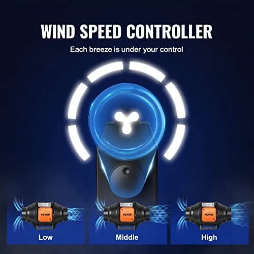 VEVOR Inline Duct Fan, 4-Inch 200 CFM with Variable Speed Controller, Quiet AC-Motor Ventilation Exhaust Fan for Hydroponics & Grow Tents thumbnail 5