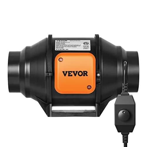 VEVOR Inline Duct Fan, 4-Inch 200 CFM with Variable Speed Controller, Quiet AC-Motor Ventilation Exhaust Fan for Hydroponics & Grow Tents thumbnail 9