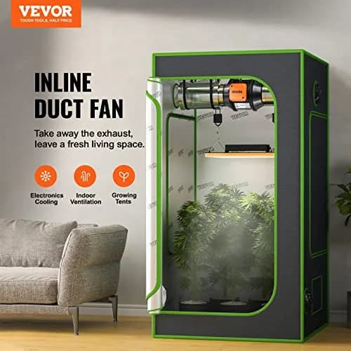 VEVOR Inline Duct Fan, 4-Inch 200 CFM with Variable Speed Controller, Quiet AC-Motor Ventilation Exhaust Fan for Hydroponics & Grow Tents thumbnail 2
