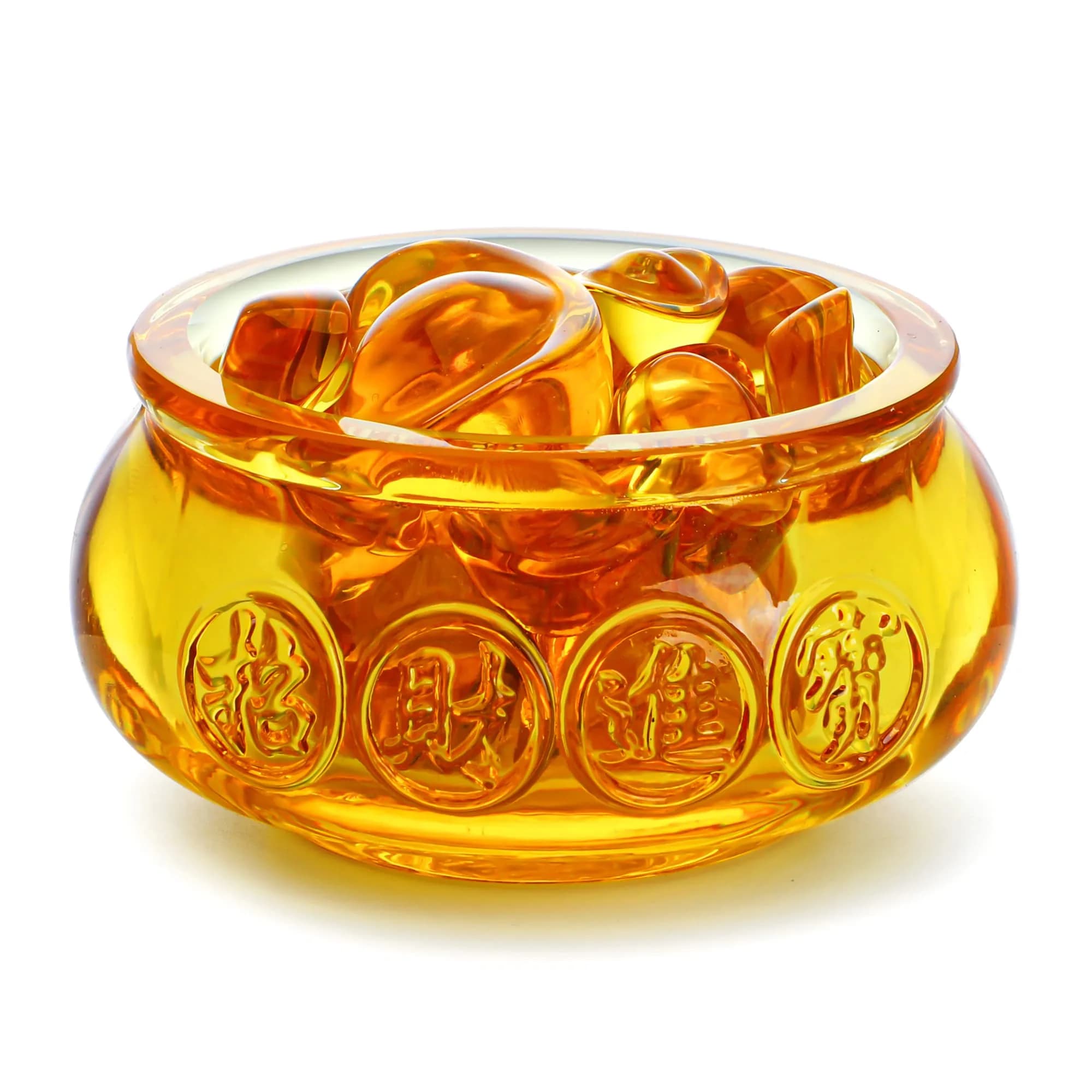 YU FENG Crystal Wealth Bowl with 41 Gold Ingots | Decorative Accent Piece for Prosperity - main product image