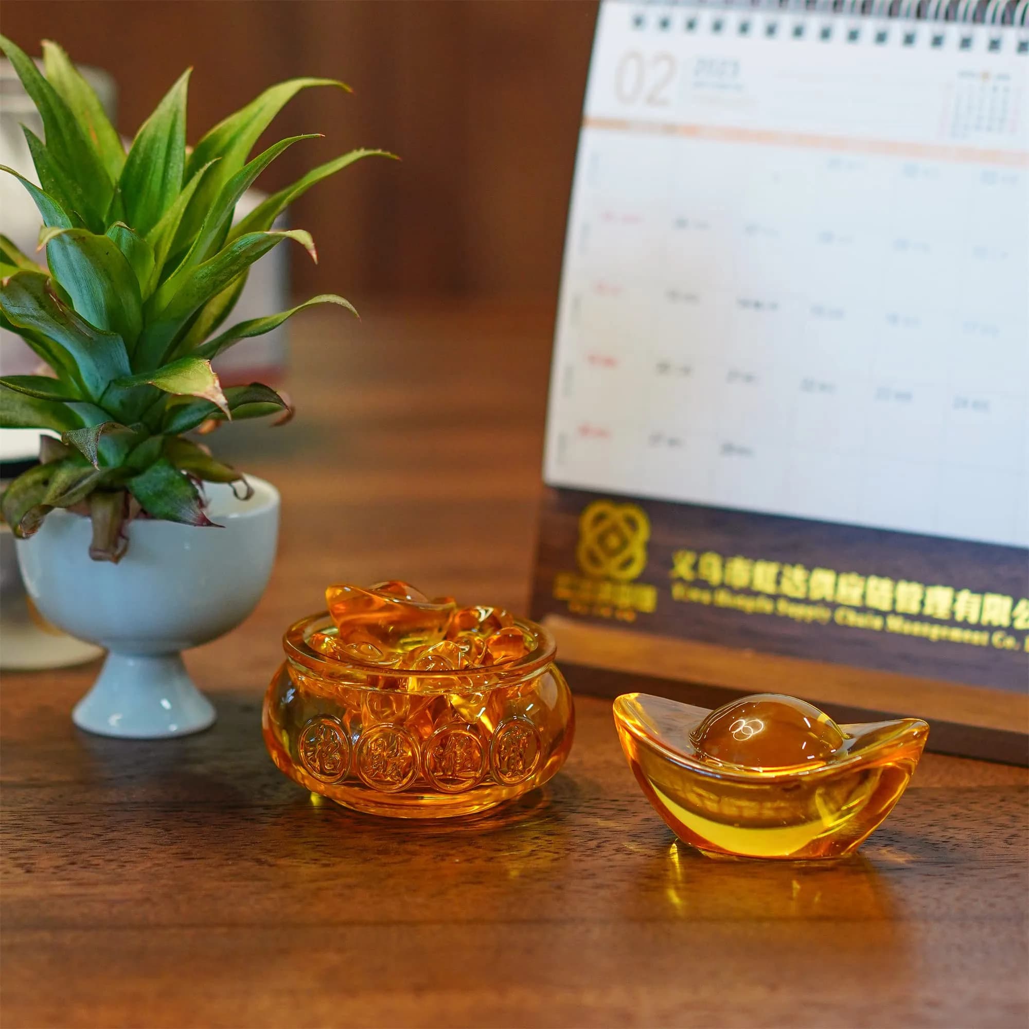 YU FENG Crystal Wealth Bowl with 41 Gold Ingots | Decorative Accent Piece for Prosperity - view 7
