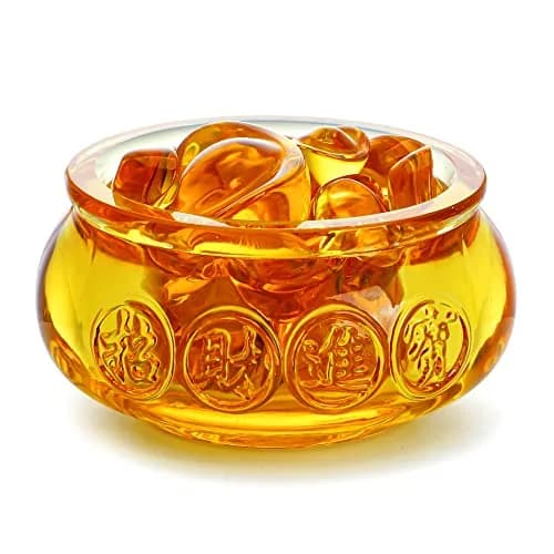 YU FENG Crystal Wealth Bowl with 41 Gold Ingots | Decorative Accent Piece for Prosperity thumbnail 1