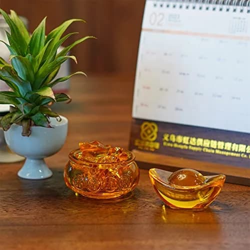 YU FENG Crystal Wealth Bowl with 41 Gold Ingots | Decorative Accent Piece for Prosperity thumbnail 7