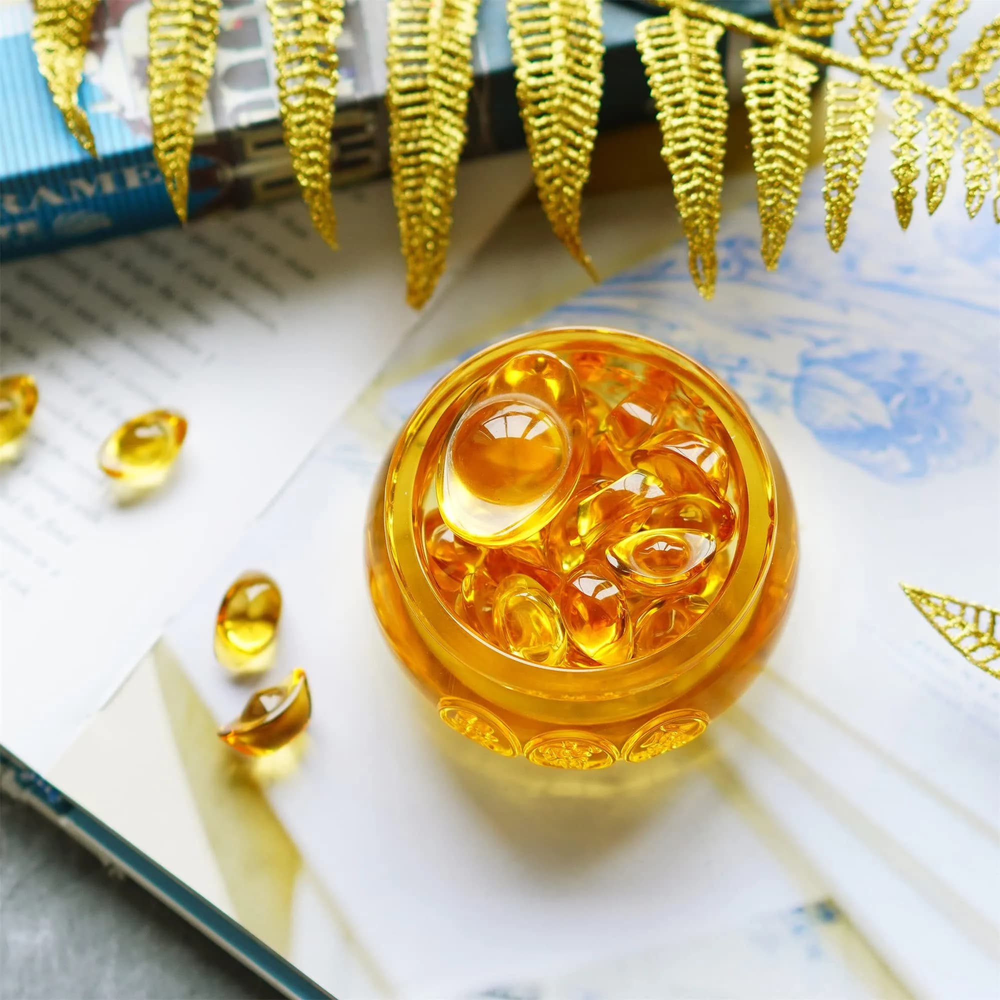 YU FENG Crystal Wealth Bowl with 41 Gold Ingots | Decorative Accent Piece for Prosperity - view 4