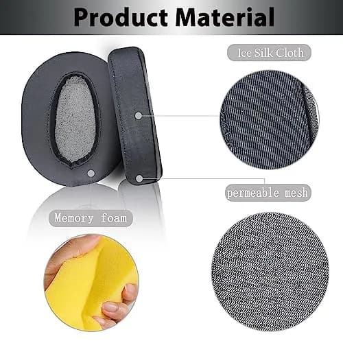 Adhiper Black Replacement Earpads for Sony WH-CH700N/CH710N/CH720N Headphones | Ice Silk & Memory Foam Comfort thumbnail 5