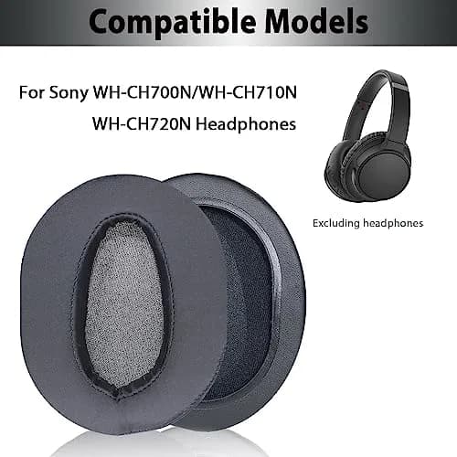 Adhiper Black Replacement Earpads for Sony WH-CH700N/CH710N/CH720N Headphones | Ice Silk & Memory Foam Comfort thumbnail 2