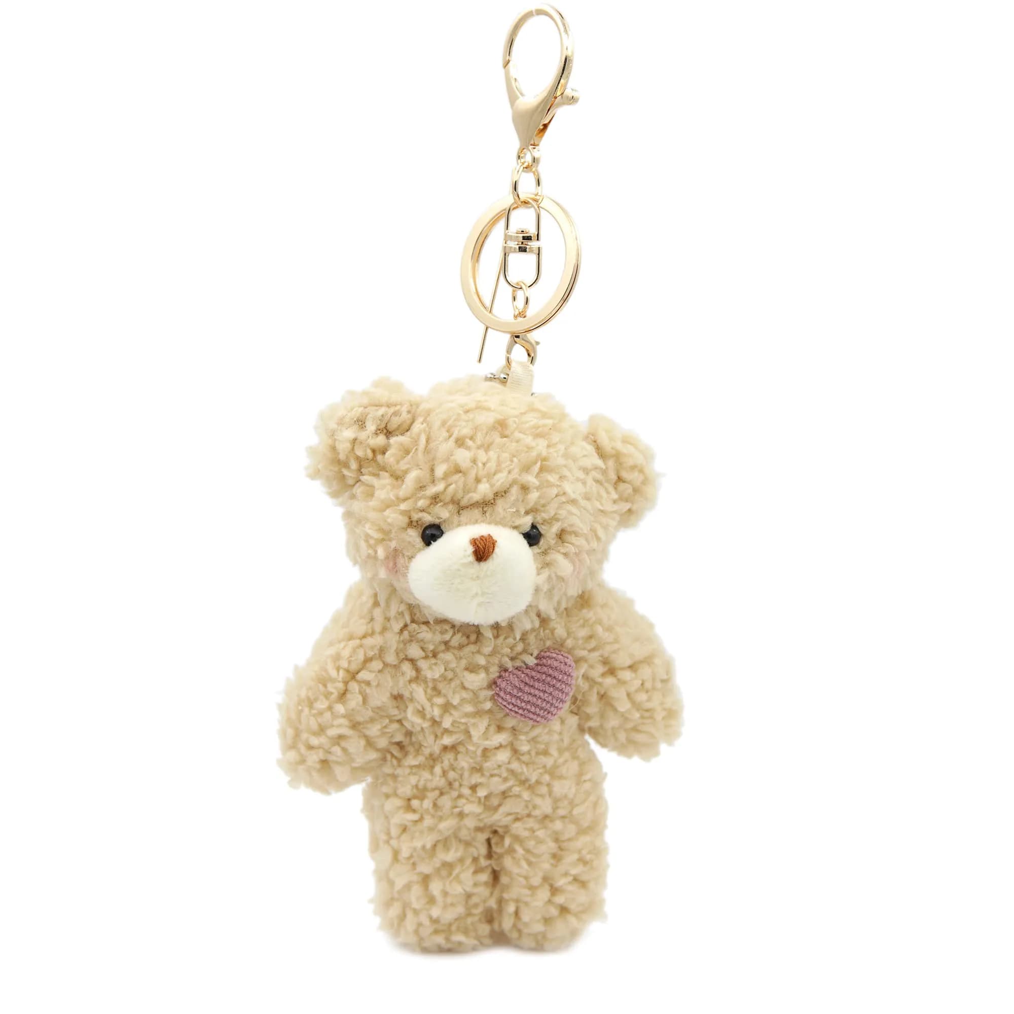 Zitokin Bear Plush Keychain Toys for Kids with Purple Heart 5" Inch Stuffed Teddy Plushie Backpack Purse Pendant Gift for Girls