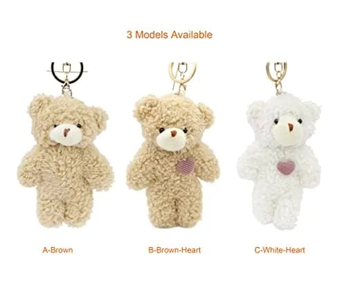 Zitokin Bear Plush Keychain Toys for Kids with Purple Heart 5" Inch Stuffed Teddy Plushie Backpack Purse Pendant Gift for Girls thumbnail 5