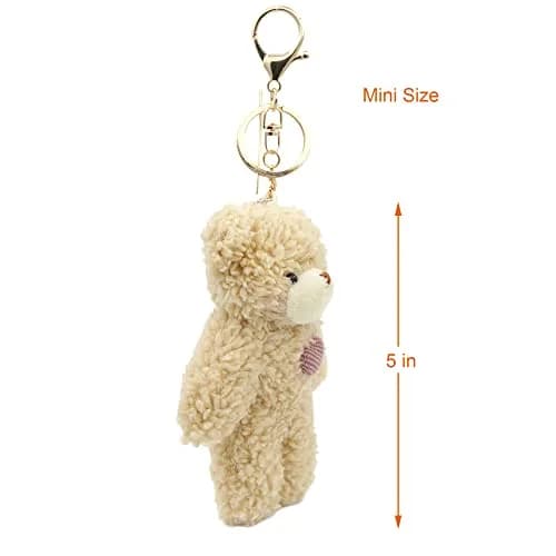 Zitokin Bear Plush Keychain Toys for Kids with Purple Heart 5" Inch Stuffed Teddy Plushie Backpack Purse Pendant Gift for Girls thumbnail 3