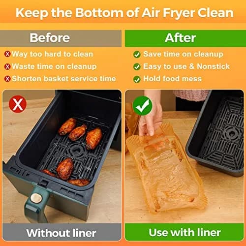 ctizne Air Fryer Disposable Paper Liners 125Pcs Rectangle 8.6x5.5" | Waterproof, Non-stick, for Dual Basket thumbnail 4