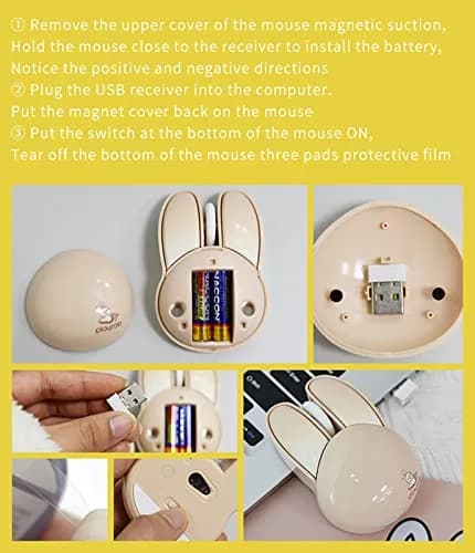 Lomiluskr Cute Bunny Wireless Mouse 1200 DPI | Silent, Lightweight, Candy Colors for Girls & Kids thumbnail 9