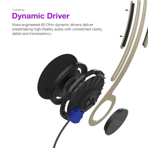 Koss KPH40 Utility On-Ear Headphones Rhythm Beige | Detachable Cord & 3.5mm Jack thumbnail 3