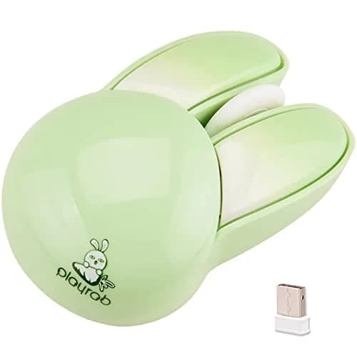 Lomiluskr Cute Bunny Wireless Mouse 59g | Silent 1200 DPI, Candy Colors, Kids & Girls (Green Bunny) thumbnail 1