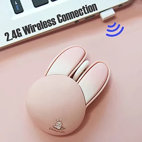 Lomiluskr Cute Bunny Wireless Mouse 59g | Silent 1200 DPI, Candy Colors, Kids & Girls (Green Bunny) thumbnail 3