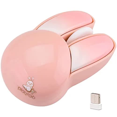 Lomiluskr Pink Bunny Wireless Mouse | Cute, Silent, 1200 DPI, 2.4G Wireless for Girls & Kids thumbnail 1