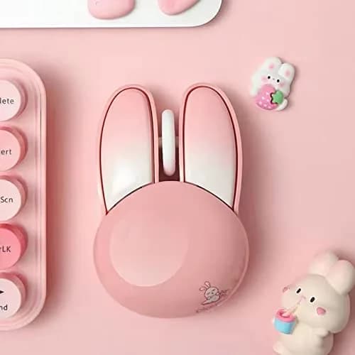 Lomiluskr Pink Bunny Wireless Mouse | Cute, Silent, 1200 DPI, 2.4G Wireless for Girls & Kids thumbnail 4