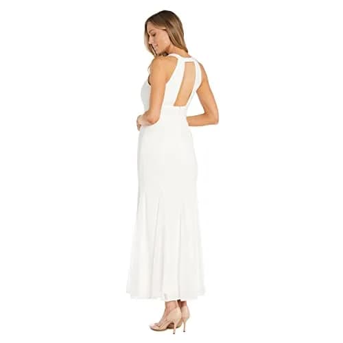 NIGHTWAY Womens Sleeveless Long Dress W/Rhinestone Trim Ivory 4 US | Elegant Evening Gown thumbnail 2